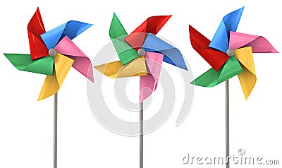 Colorful Pinwheels Isolated Stock Photo