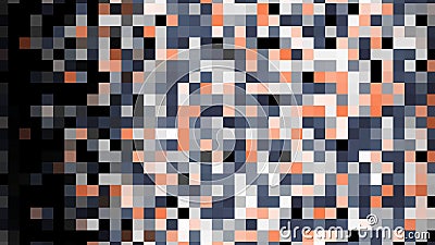 Colorful pixelated flowing background, seamless loop. Animation. Abstract rows of blinking flat squares moving on black Stock Photo