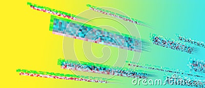 Colorful pixelated flying stripes Stock Photo