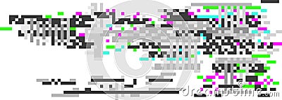 Colorful pixelated noise pattern forming a wide abstract glitch art banner with rgb offset color channels, perfect for Vector Illustration