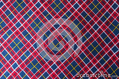 Colorful plaid fabric in red, blue and white Stock Photo