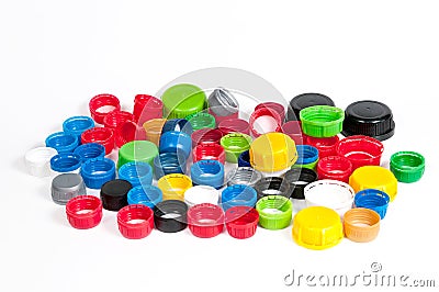 Colorful plastic bottle caps Stock Photo