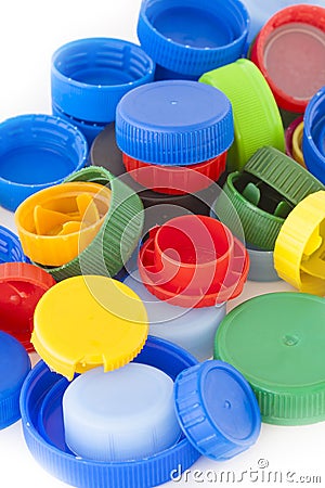 Colorful plastic caps Stock Photo