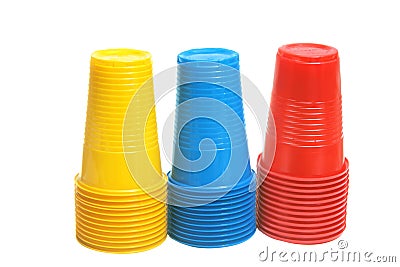 Colorful plastic cups. Stock Photo