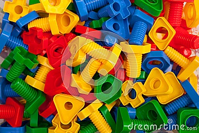 Colored plastic details of the designer Stock Photo