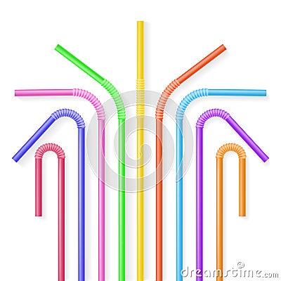 Colorful plastic drinking straws Vector Illustration