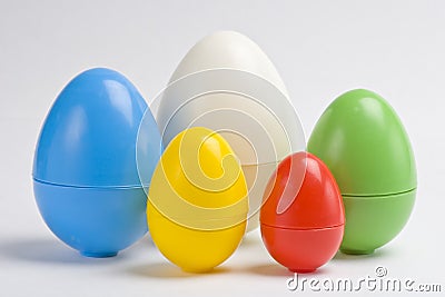 Colorful plastic eggs Stock Photo