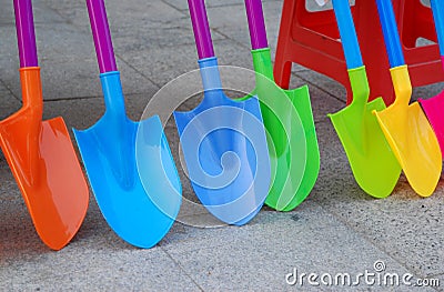 Colorful plastic shovel Stock Photo
