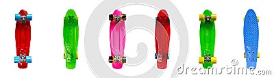 Colorful plastic skateboards isolated Stock Photo