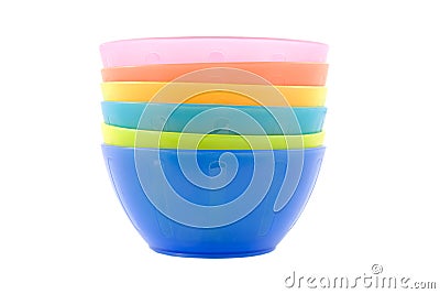 Colorful plastic snack bowls Stock Photo