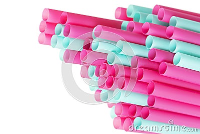 Colorful plastic straws used to illustrate plastic pollution Stock Photo