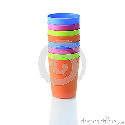 Colorful plastic tableware Stock Photo