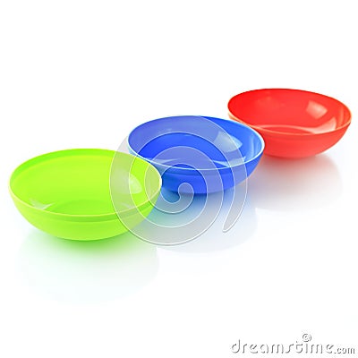 Colorful plastic tableware Stock Photo