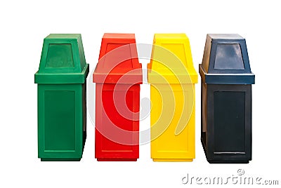 Colorful Plastic Trash for Separate Garbage to Recycle, Isolated Stock Photo