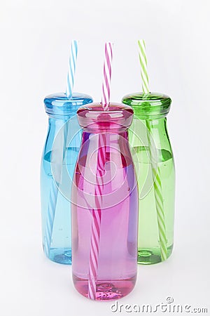 Colorful plastic tumblers Stock Photo