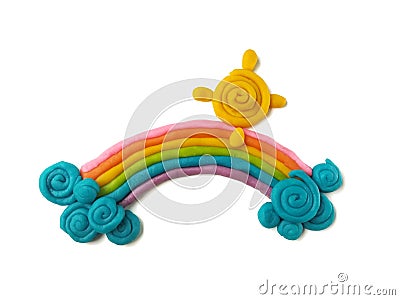 Colorful plasticine clay rainbow, beautiful sky dough Stock Photo