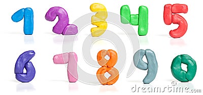 Colorful plasticine digits Stock Photo