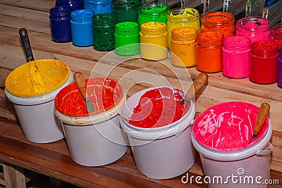 Colorful plastisol ink for print tee shirt Stock Photo