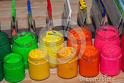 Colorful plastisol ink for print tee shirt Stock Photo