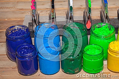 Colorful plastisol ink for print tee shirt Stock Photo