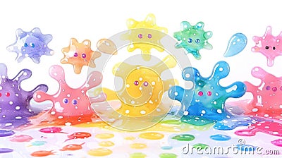 Colorful, playful blobs in various shapes and colors, creating a fun and vibrant scene Stock Photo
