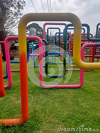 colorful playground pipes Stock Photo