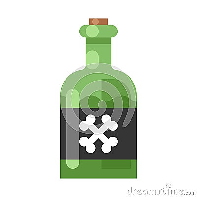 Colorful poison bottle icon vector flat illustration. Death chemical beverage or toxic mortal drink Vector Illustration