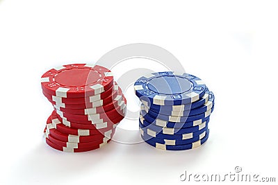Colorful Poker Chips Isolated On White in study Stock Photo