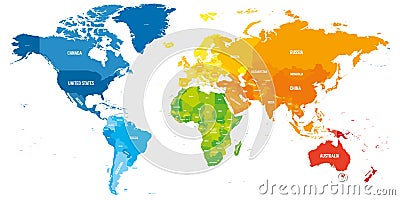 Colorful political map of World Stock Photo