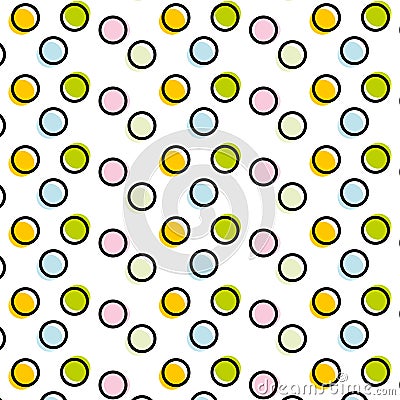 Colorful polka dot pattern. Hand drawn style dotted pattern, background Vector Illustration