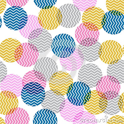 Colorful polka dot in zigzag pattern inside seamless vector for Stock Photo