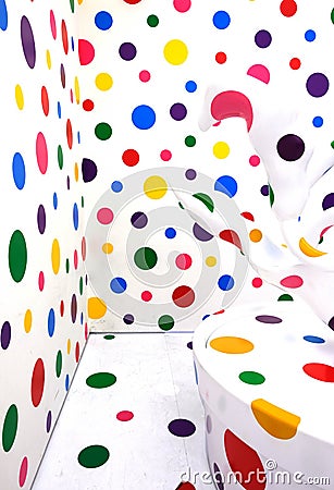 Colorful Polka dots installation art by Japanese artist ,Yayoi Kusama. Editorial Stock Photo