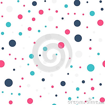 Colorful polka dots seamless pattern on black 19. Vector Illustration