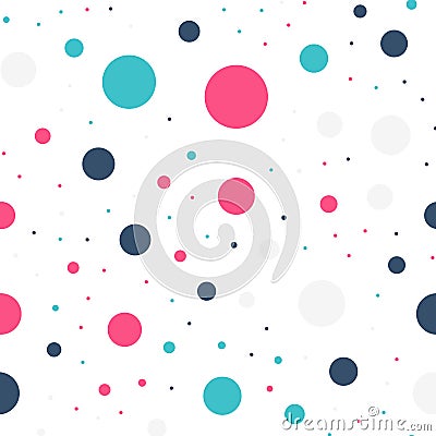 Colorful polka dots seamless pattern on black 19. Vector Illustration