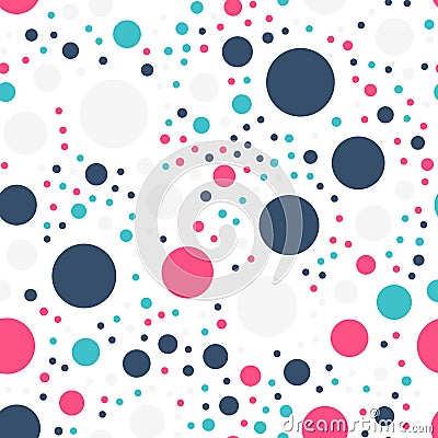 Colorful polka dots seamless pattern on black 19. Vector Illustration