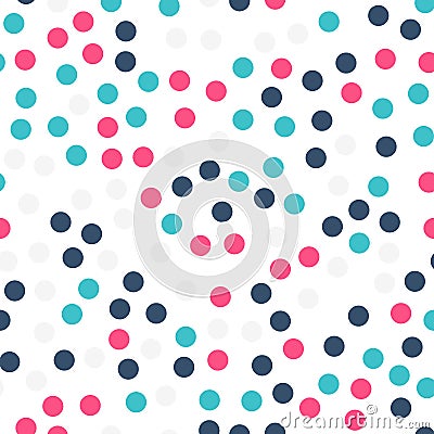 Colorful polka dots seamless pattern on black 19. Vector Illustration