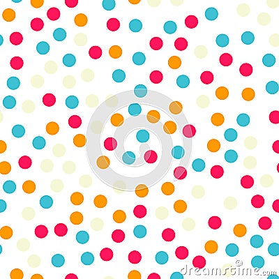 Colorful polka dots seamless pattern on black 18. Vector Illustration