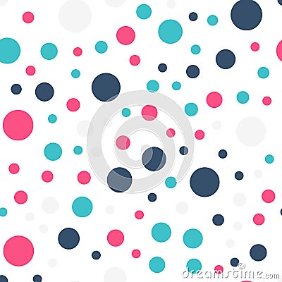 Colorful polka dots seamless pattern on black 19. Vector Illustration