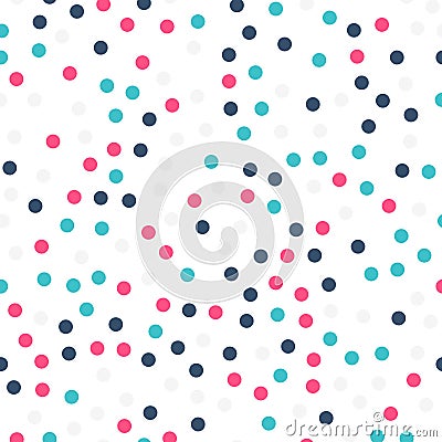 Colorful polka dots seamless pattern on black 19. Vector Illustration