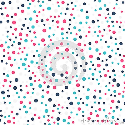 Colorful polka dots seamless pattern on black 19. Vector Illustration