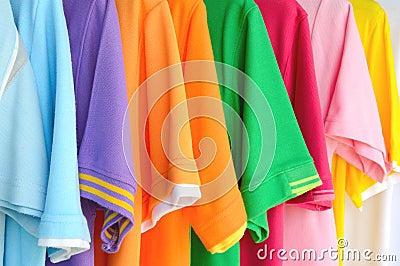 Colorful polo shirt background Stock Photo