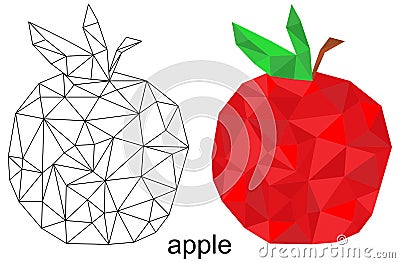 Colorful polygonal apple fruit illustartion Vector Illustration