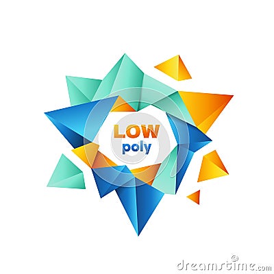 Colorful polygonal crystal logo vector design Vector Illustration