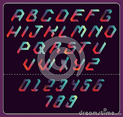 Colorful polygonal font Vector Illustration