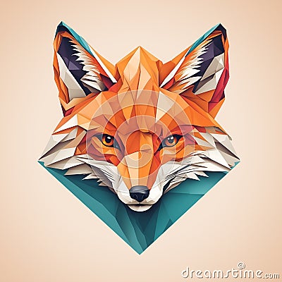Colorful polygonal logo illustration of a fox Cartoon Illustration