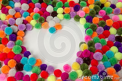 A colorful Pom Pom onwhite background, Stock Photo