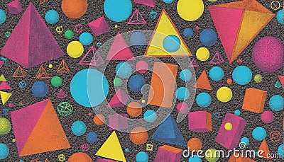 Colorful pop art background consisting of geometric shapes and patterns - ai generated Stock Photo