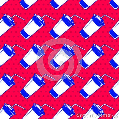 Colorful Pop art seamless pattern with a paper cup of soda, Vector illustration Vector Illustration