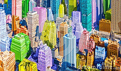 Colorful pop art styled New York City NYC Manhattan diverse diversity Stock Photo