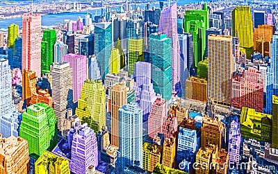 Colorful pop art styled New York City NYC Manhattan diverse diversity Stock Photo